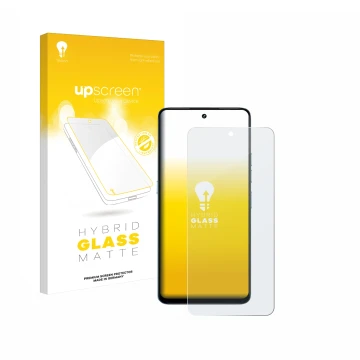 Face avant d’un emballage produit avec le logo de la marque upscreen. À côté, l’appareil Umidigi Note 100 est représenté avec 