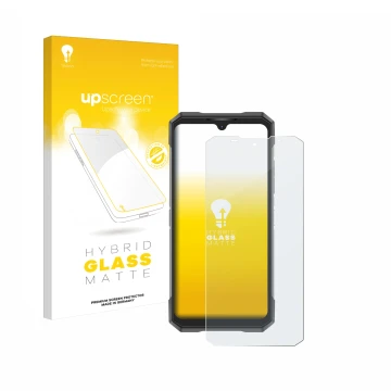 Face avant d’un emballage produit avec le logo de la marque upscreen. À côté, l’appareil Doogee S200X est représenté avec la p