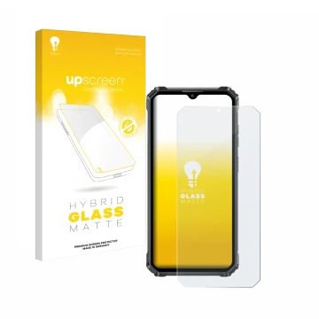 Face avant d’un emballage produit avec le logo de la marque upscreen. À côté, l’appareil Oukitel G1 est représenté avec la pro