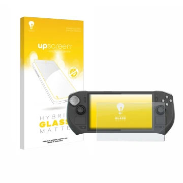 Face avant d’un emballage produit avec le logo de la marque upscreen. À côté, l’appareil Zotac Gaming Zone est représenté avec