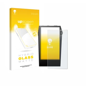 Face avant d’un emballage produit avec le logo de la marque upscreen. À côté, l’appareil Astell&Kern SP3000M est représenté av