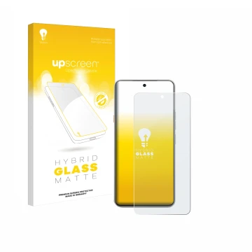 Face avant d’un emballage produit avec le logo de la marque upscreen. À côté, l’appareil Tecno Camon 40 Premier est représenté