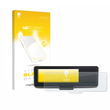 Face avant d’un emballage produit avec le logo de la marque upscreen. À côté, l’appareil KTM 990 Duke R 2025 est représenté av