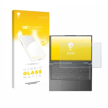 Face avant d’un emballage produit avec le logo de la marque upscreen. À côté, l’appareil Acer Aspire 14 AI est représenté avec