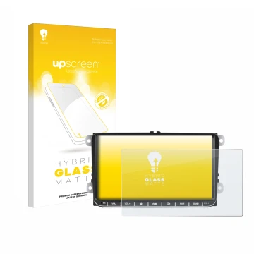 Face avant d’un emballage produit avec le logo de la marque upscreen. À côté, l’appareil Essgoo AR9002 est représenté avec la 