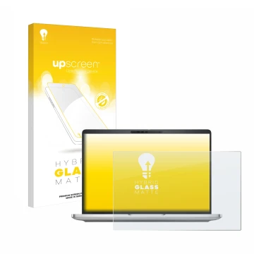 Face avant d’un emballage produit avec le logo de la marque upscreen. À côté, l’appareil Dell Pro 13 Plus Laptop est représent