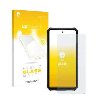 Face avant d’un emballage produit avec le logo de la marque upscreen. À côté, l’appareil Ulefone Armor 28 Ultra Thermal est re