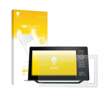 Face avant d’un emballage produit avec le logo de la marque upscreen. À côté, l’appareil Humminbird Xplore 10 est représenté a