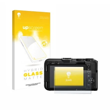 Face avant d’un emballage produit avec le logo de la marque upscreen. À côté, l’appareil Canon EOS R50 V est représenté avec l