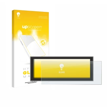 Face avant d’un emballage produit avec le logo de la marque upscreen. À côté, l’appareil Peugeot Partner (2025) est représenté