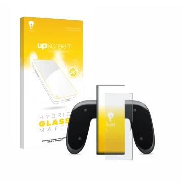 Face avant d’un emballage produit avec le logo de la marque upscreen. À côté, l’appareil Nintendo Switch 2 Joy-Con 2-Holder es