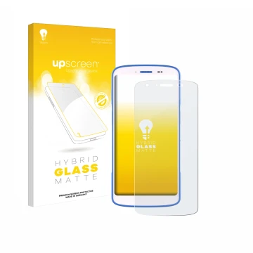 Face avant d’un emballage produit avec le logo de la marque upscreen. À côté, l’appareil Zebra HC 25 est représenté avec la pr