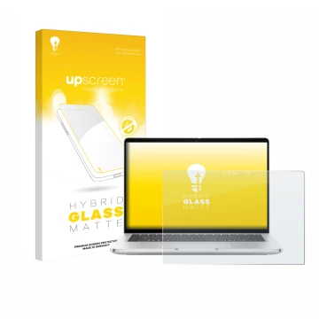 Face avant d’un emballage produit avec le logo de la marque upscreen. À côté, l’appareil Dell Pro 13 Plus 2-in-1 est représent
