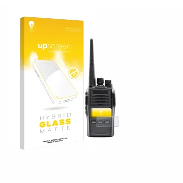 Face avant d’un emballage produit avec le logo de la marque upscreen. À côté, l’appareil Midland G18 Pro PMR est représenté av