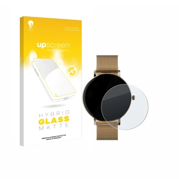 Face avant d’un emballage produit avec le logo de la marque upscreen. À côté, l’appareil ZenWatch Venice Pro est représenté av