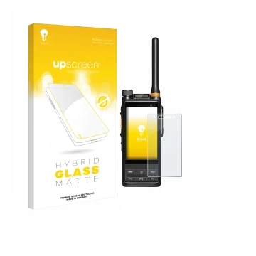 Face avant d’un emballage produit avec le logo de la marque upscreen. À côté, l’appareil Hytera PDC680 est représenté avec la 