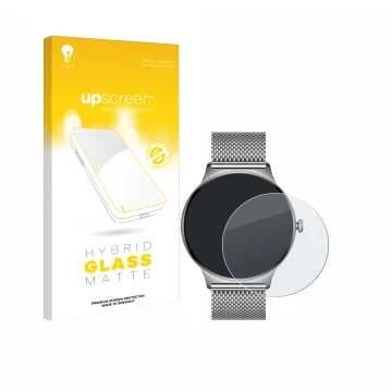 Face avant d’un emballage produit avec le logo de la marque upscreen. À côté, l’appareil Pireware Slim Smartwatch est représen