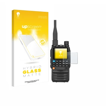 Face avant d’un emballage produit avec le logo de la marque upscreen. À côté, l’appareil Tidradio TD-H3 est représenté avec la