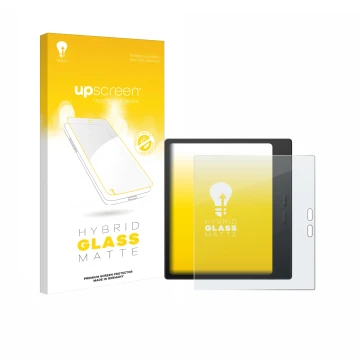 Face avant d’un emballage produit avec le logo de la marque upscreen. À côté, l’appareil Boox Go 7 est représenté avec la prot