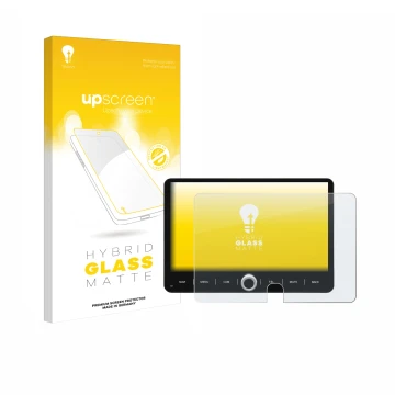 Face avant d’un emballage produit avec le logo de la marque upscreen. À côté, l’appareil Dynavin D9-JP Plus 10.1