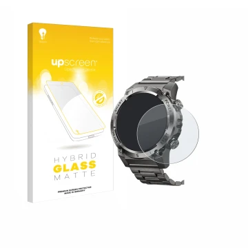 Face avant d’un emballage produit avec le logo de la marque upscreen. À côté, l’appareil Naixues 55G 1.46