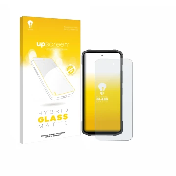 Face avant d’un emballage produit avec le logo de la marque upscreen. À côté, l’appareil Doogee Blade 20 Turbo est représenté 