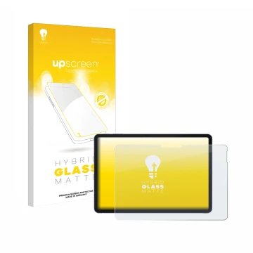 Face avant d’un emballage produit avec le logo de la marque upscreen. À côté, l’appareil Microsoft Surface Pro 12 est représen