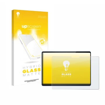 Face avant d’un emballage produit avec le logo de la marque upscreen. À côté, l’appareil Microsoft Surface Pro 13 est représen