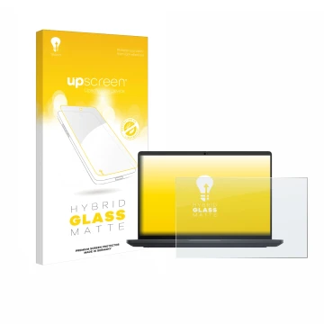 Face avant d’un emballage produit avec le logo de la marque upscreen. À côté, l’appareil Dell Pro Max 16 est représenté avec l