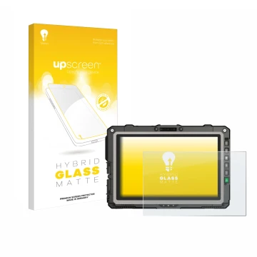 Face avant d’un emballage produit avec le logo de la marque upscreen. À côté, l’appareil Getac UX10 G3 est représenté avec la 