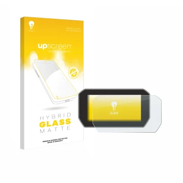 Face avant d’un emballage produit avec le logo de la marque upscreen. À côté, l’appareil Ducati V4 Rally (2024) est représenté