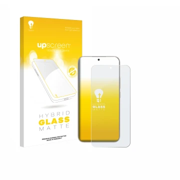 Face avant d’un emballage produit avec le logo de la marque upscreen. À côté, l’appareil Honor 400 est représenté avec la prot