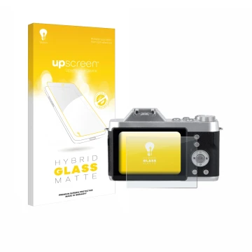 Face avant d’un emballage produit avec le logo de la marque upscreen. À côté, l’appareil Rollei Powerflex 10x Retro est représ
