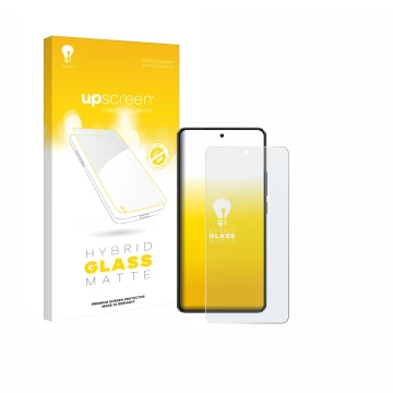 Face avant d’un emballage produit avec le logo de la marque upscreen. À côté, l’appareil realme GT 7 est représenté avec la pr