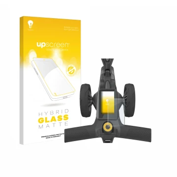Face avant d’un emballage produit avec le logo de la marque upscreen. À côté, l’appareil PowaKaddy CT10 est représenté avec la