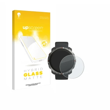 Face avant d’un emballage produit avec le logo de la marque upscreen. À côté, l’appareil Polar Grit X2 est représenté avec la 