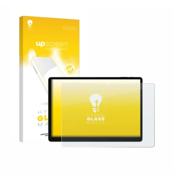 Face avant d’un emballage produit avec le logo de la marque upscreen. À côté, l’appareil Doogee Tab E3 Max 14 est représenté a