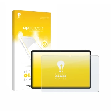 Face avant d’un emballage produit avec le logo de la marque upscreen. À côté, l’appareil Tabwee RM2025 10.1