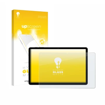 Face avant d’un emballage produit avec le logo de la marque upscreen. À côté, l’appareil Doogee Tab G6 est représenté avec la 