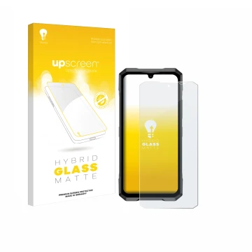 Face avant d’un emballage produit avec le logo de la marque upscreen. À côté, l’appareil Doogee Blade GT Pro est représenté av