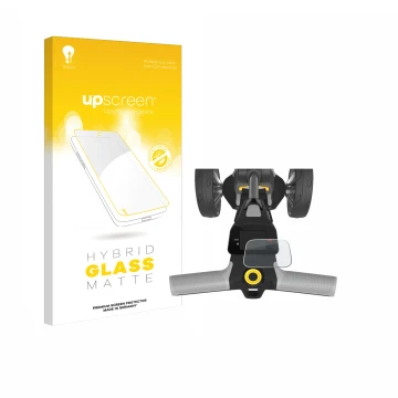Face avant d’un emballage produit avec le logo de la marque upscreen. À côté, l’appareil PowaKaddy CT6 2025 est représenté ave