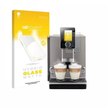 Face avant d’un emballage produit avec le logo de la marque upscreen. À côté, l’appareil Nivona NICR 930 CafeRomatica est repr