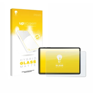 Face avant d’un emballage produit avec le logo de la marque upscreen. À côté, l’appareil Doogee Tab A9 est représenté avec la 