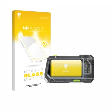 Face avant d’un emballage produit avec le logo de la marque upscreen. À côté, l’appareil Teslong NTS500 est représenté avec la