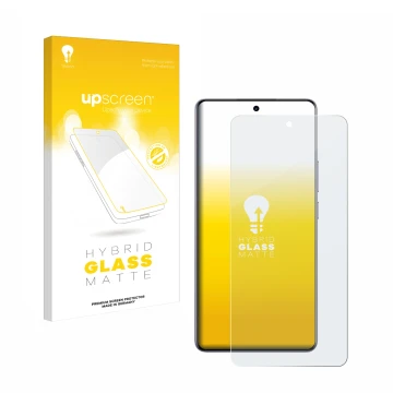 Face avant d’un emballage produit avec le logo de la marque upscreen. À côté, l’appareil realme 15 Pro est représenté avec la 