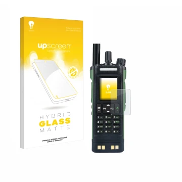 Face avant d’un emballage produit avec le logo de la marque upscreen. À côté, l’appareil Baofeng DM-32 est représenté avec la 