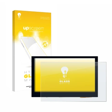 Face avant d’un emballage produit avec le logo de la marque upscreen. À côté, l’appareil Waveshare 4.3