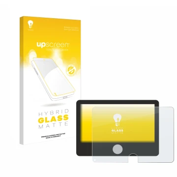 Face avant d’un emballage produit avec le logo de la marque upscreen. À côté, l’appareil Dynavin D9-DCX Plus Flex - C est repr