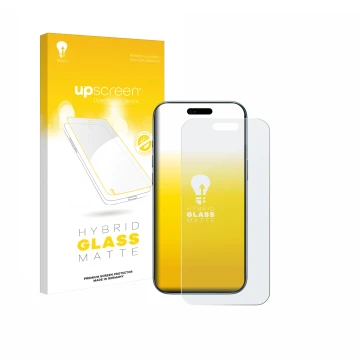 Face avant d’un emballage produit avec le logo de la marque upscreen. À côté, l’appareil Apple iPhone Air est représenté avec 