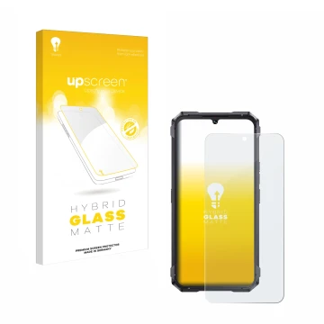 Face avant d’un emballage produit avec le logo de la marque upscreen. À côté, l’appareil Cubot King Kong 11 est représenté ave